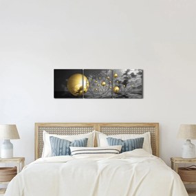 Okker gömbök képe (órával) (90x30 cm)