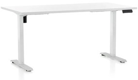 OfficeTech B állítható magasságú asztal, 160 x 80 cm, fehér alap, fehér