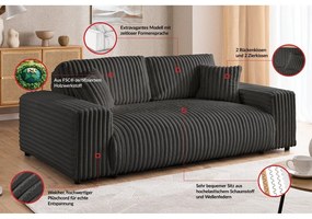 Sötétszürke kordbársony kanapé 178 cm Justin – Ropez