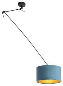 Függőlámpa fekete kék bársony árnyékolóval, aranyozott, 35 cm - Blitz