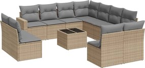 vidaXL 12 részes bézs polyrattan kerti ülőgarnitúra párnákkal