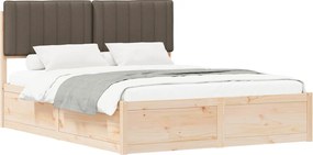vidaXL Ágykeret Kárpitozott Fejtámlával Tópszínű 160 x 200 cm