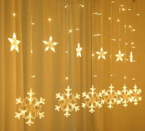 Karácsonyi LED fényfüzér Nagy Csillag és Hópehely M1326LED 3.5 Méter 138 Led