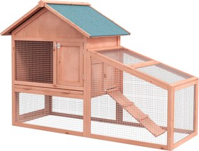 PawHut Kiscicák Ketrece Aszfalt Tetős Kiskert Két Szintes Természetes Tannenholz 144 x 64,5 x 100 cm | Aosom