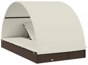 2 személyes barna polyrattan napágy kerek tetővel 211x112x140cm