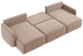 Világosbarna kinyitható-tárolóhelyes sarokkanapé Kalena – Makamii