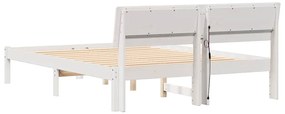 Ágykeret LED -es lámpákkal Fehér 140 x 190 cm Tömör fenyőfa