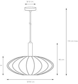 Lucide 03447/52/30 - Csillár zsinóron CORINA 1xE27/40W/230V átm. 50 cm fekete