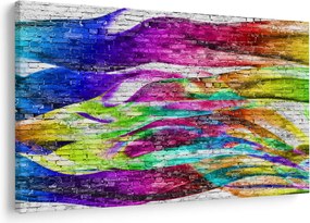 Kép - Téglafal színes lángokkal (90x60 cm)