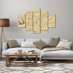 Kép - Vintage térkép, illusztrációk (150x105 cm)