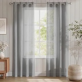 Fátyolfüggöny átvezetőkkel 140x200 sötétszürke