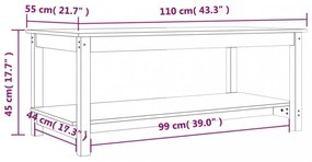 fekete tömör fenyőfa dohányzóasztal 110 x 55 x 45 cm