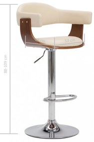 2 darab krémszínű hajlított fa és műbőr bárszék