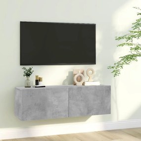 Betonszürke szerelt fa TV-szekrény 100 x 30 x 30 cm