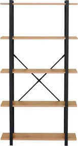 Intenso Home 5 szintes tölgy színű nyitott könyvespolc 80 x 152cm | Univerzális tároló állvány fém lábakkal