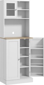 HOMCOM Konyhai Spájz Konyhaszekrény Konyhai Szekrény 3 Ajtóval, Állítható Polcokkal és 8 Ajtó Polccal Étkezőbe és Nappaliba 60x35x169 cm Fehér | Aosom