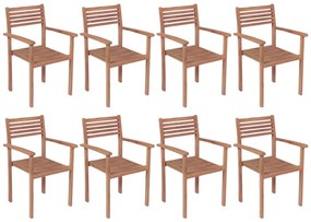 vidaXL 8 db rakásolható tömör tíkfa kerti szék