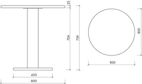 Kerek étkezőasztal tölgyfa dekoros asztallappal ø 80 cm Sool – noo.ma