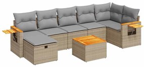 vidaXL 8 részes bézs polyrattan kerti ülőgarnitúra párnával