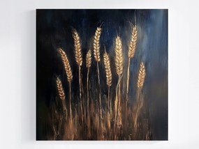 Vászonkép Canvas Olaj Természet Növényzet Falu Gabonamező Kalászok 40x40