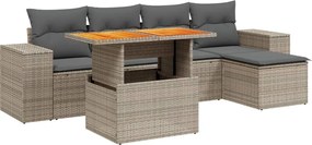 vidaXL 6 részes szürke polyrattan kerti ülőgarnitúra párnákkal