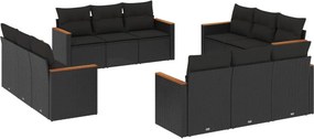vidaXL 12 részes fekete polyrattan kerti ülőgarnitúra párnákkal
