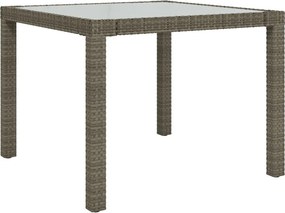 vidaXL szürke polyrattan és edzett üveg kerti asztal 90 x 90 x 75 cm