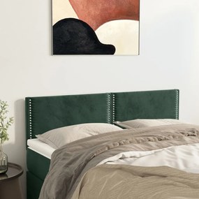 2 db sötétzöld bársony fejtámla 72 x 5 x 78/88 cm