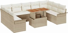 vidaXL Kerti Kanapé Szett tárolóval 10 pcs Bézs Poli rattan