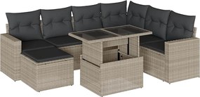 vidaXL 8 részes világosszürke polyrattan kerti ülőgarnitúra párnával
