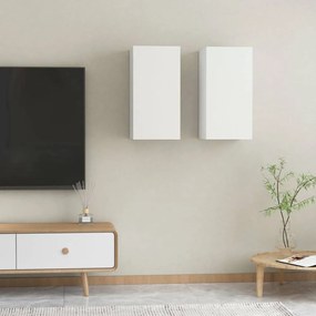 2 db fehér forgácslap tv-szekrény 30,5 x 30 x 60 cm
