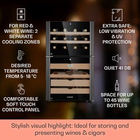 Klarstein El Dorado 108, humidor és borhűtő, 108 l, LED, érintőkijelző