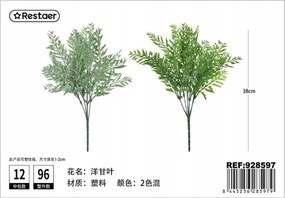 Mesterséges Leveles Növény 38CM Zöld Dekoráció