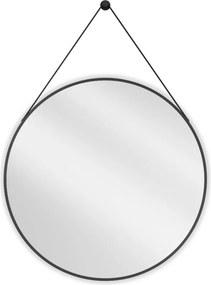 Mexen String 80 cm-es kerek fürdőszobai tükör, fekete keret - 9854-080-080-000-70
