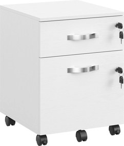 2 fiókos gurulós iratszekrény zárható irattároló, fehér
