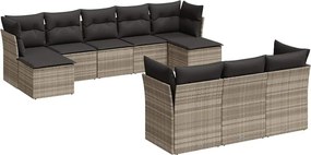 vidaXL 10 részes világosszürke polyrattan kerti ülőgarnitúra párnákkal