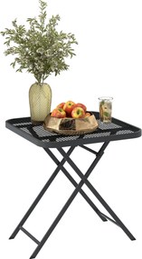 Outsunny Összecsukható Kerti Asztal 70 x 70 cm, Időjárásálló Erkély Asztal Acél Összecsukható Asztal Kivágott Dizájnnal, Kültéri Étkező Asztal, Négyze