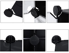 Gardrób 2 ruhatartó rúddal, moduláris kombinált szekrény, fekete