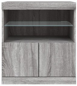 szürke sonoma színű tálalószekrény LED-ekkel 60 x 37 x 67 cm