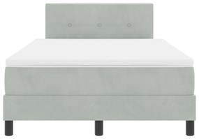 Box Spring Ágy Matraccal és LED Világosszürke 120x190 cm Bársony
