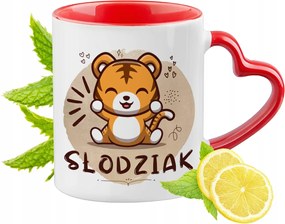 Tigris Bögre Piros Szív Alakú Füllel Ajándék