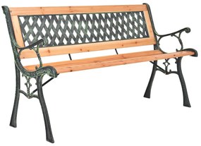 öntöttvas és tömör fenyőfa kerti pad 116 cm