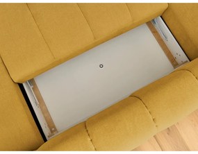 Mustársárga kinyitható-tárolóhelyes sarokkanapé (bal oldali-U alakú) Fuji – Bobochic Paris