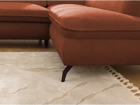 Terrakotta színű zsenília sarokkanapé (jobb oldali-L alakú) Marbeya – Ropez