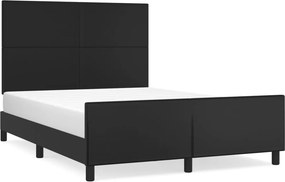vidaXL fekete műbőr ágykeret fejtámlával 140 x 190 cm