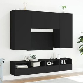 fekete szerelt fa fali TV-szekrény 100 x 30 x 30 cm