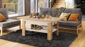 Mazzoni RIO Artisan Tölgy/Bézs (Pezsgő) - NYITHATÓ/MAGASÍTHATÓ DOHÁNYZÓASZTAL POLCOS ÉTKEZŐASZTAL ÉS DOHÁNYZÓASZTAL EGYBEN