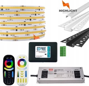 20m Homlokzati szett Led szalag digitális Cob Cct 11W 24V IP65+Profil W/b
