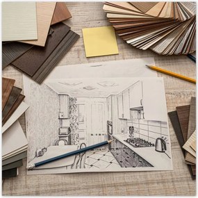 Poszterek 100x100 Színes ház rajz