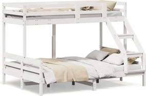 vidaXL fehér tömör fenyőfa emeletes ágy 80 x 200/140 x 200 cm